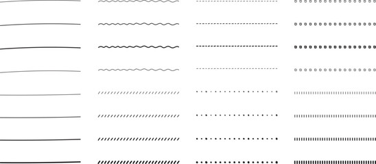 イラスト素材：ライン素材のあしらい　手書きのシンプルでかわいい白黒の罫線. simple hand draw black borders