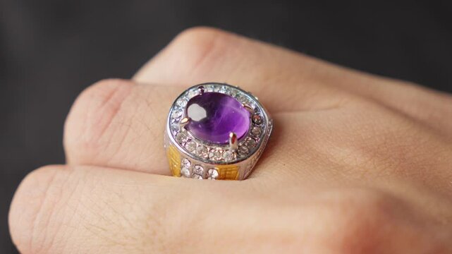 Indonesian hobby of collecting Batu Akik Rings, amethyst ring