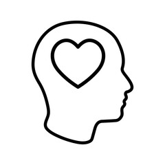 Head heart icon. sign for mobile concept and web design color editable