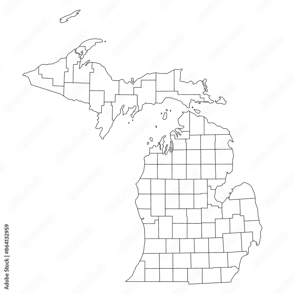 Wall mural High detailed illustration map - outline Michigan State Map