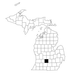 Map of Eaton County in Michigan state on white background. single County map highlighted by black colour on Michigan map. UNITED STATES, US