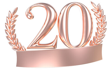 Anniversary 20 Number Gold 3D Rendering