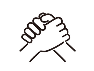 組み合う手のイラスト。線は拡張していないので、編集が可能です。