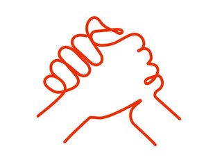 組み合う手（線画・一筆書き風）線は拡張していないので、編集が可能です。