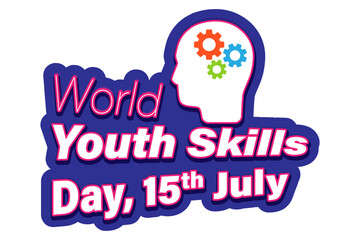 Vector illustration of World Youth Skills Day sticker on transparent background