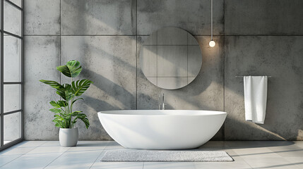 Brutalist interior design. Interior of modern bathroom.