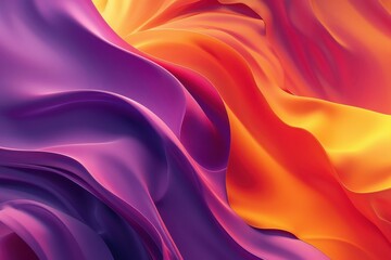 Fototapeta premium A colorful, flowing piece of fabric with a purple and orange hue