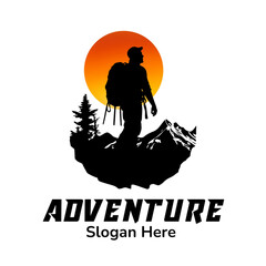 Hiking logo vector 