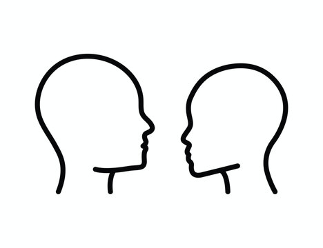 Man and woman side view head icons