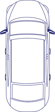 blue car top view outline clip art preview