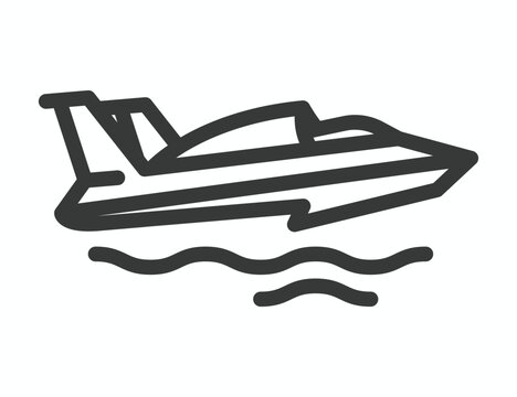 Vector outline jetplane boat icon