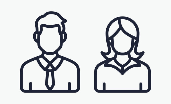Man and woman profile avatar icons 