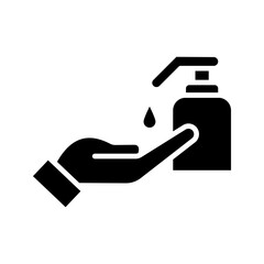 Washing hand with sanitizer liquid soap vector icon color editable
