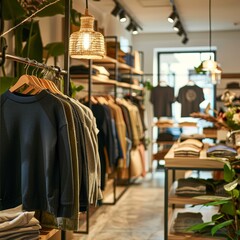 Naklejka premium Stylish Boutique Interior with Fashionable Clothes