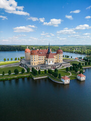 Moritzburg water castle in Saxony - western Germany. The summer residence of King Augustus II the...