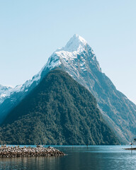 Stunning photograph of Milford Sound, New Zealand, capturing the dramatic fjords and lush greenery...