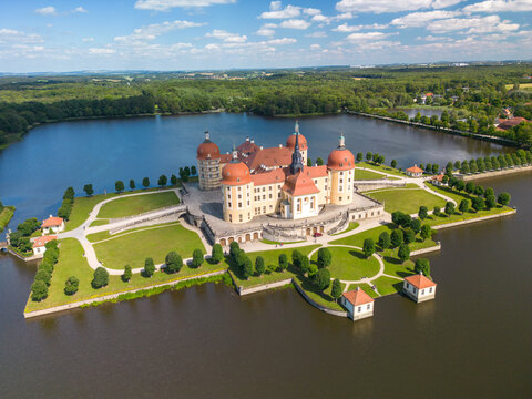 Moritzburg water castle in Saxony - western Germany. The summer residence of King Augustus II the Stark