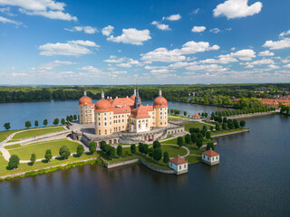 Obraz premium Moritzburg water castle in Saxony - western Germany. The summer residence of King Augustus II the Stark