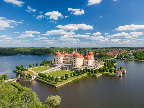 Moritzburg water castle in Saxony - western Germany. The summer residence of King Augustus II the Stark