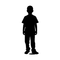 simple black kid boy silhouette on white background