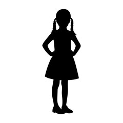 simple black kid girl silhouette on white background