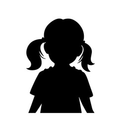 simple black kid girl silhouette on white background