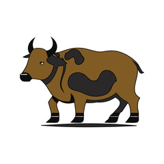 Ox vector illustration sticker bull clip art cow printable greetings card