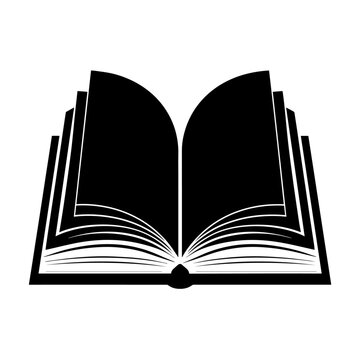 recommend clip art: simple black open book silhouette on white background