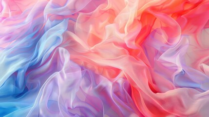 Obraz premium A vibrant, colorful abstract background featuring billowy, flowing patterns in shades of pink, blue, and purple.
