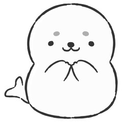 かわいい手描きのアザラシのイラスト
