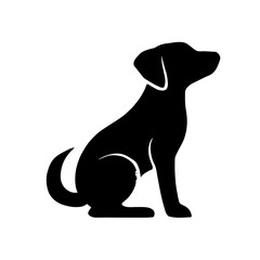 simple black puppy dog silhouette on white background
