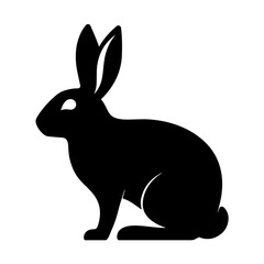 simple black rabbit silhouette on white background