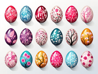 Hand drawn floral wreath with easter eggs