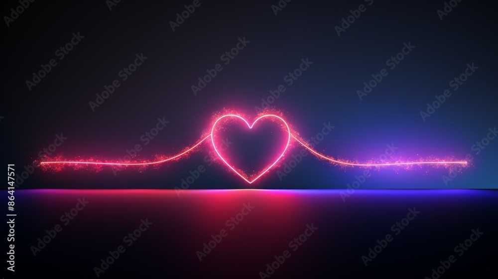 Poster a neon heartbeat line extending into the distance, symbolizing the infinite possibilities of life an