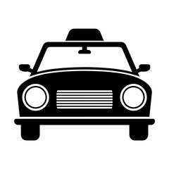 simple black taxi silhouette on white background