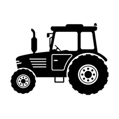 simple black tractor silhouette on white background