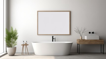 Minimalist Bathroom Interior with Freestanding Tub