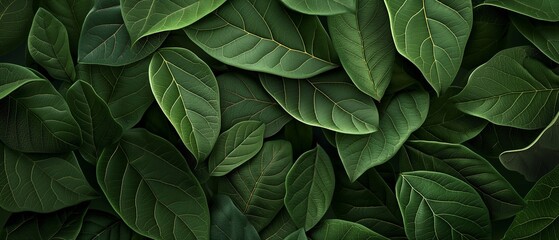 Fototapeta premium A close up of green leaves with a lot of detail