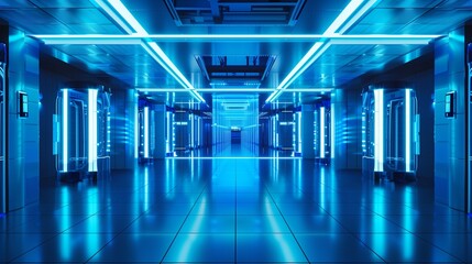 an ultra-modern digital trading floor, depicted as an expansive, sleek metallic surface