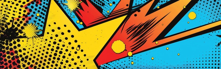 Vibrant Comic Style Background with Stars and Halftone