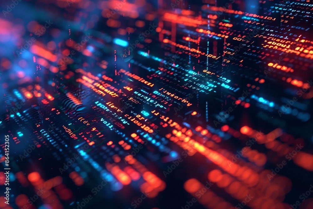 Poster code abstract technology background in software development