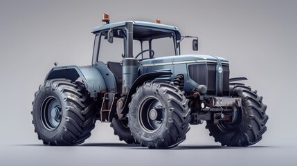 Obraz premium A sleek tractor sits against a simple background, showcasing its minimalist design and robust functionality. Ideal for agricultural simplicity and efficiency.