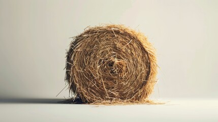 A bale of hay against a minimal background, showcasing its simple design and agricultural significance. Perfect for clean and functional imagery.