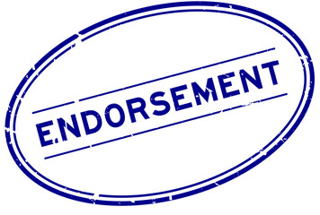Grunge blue endorsement word oval rubber seal stamp on white background