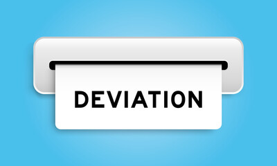 White coupon banner with word deviation from machine on blue color background