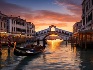 Naklejka premium Wonderful Canal architecture showcases vibrant colors on tranquil landscapes