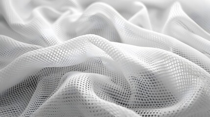 Close-Up of White Mesh Fabric with Soft Folds