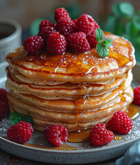 pancakes with raspberries