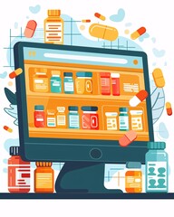 Online ordering medicines concept