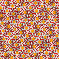 Oriental ancient mosaic pattern. Ethnic ornament. Repeated geometric figures, stars motif. Seamless surface design. Ornamental wallpaper. Geo abstract background. Digital paper, textile print. Vector.